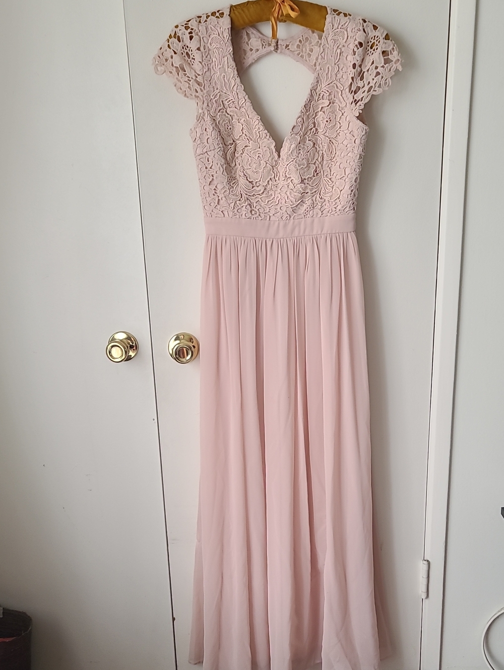 Lace Bodice Maxi Dress in Blush Pink